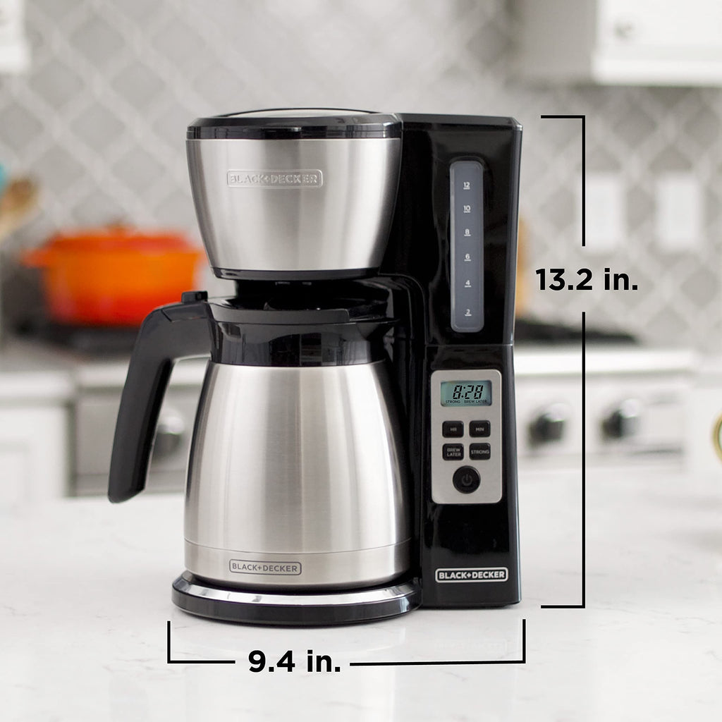 BLACK and DECKER 12 Cup Thermal Programmable Coffee Maker with Brew Strength and VORTEX Technology