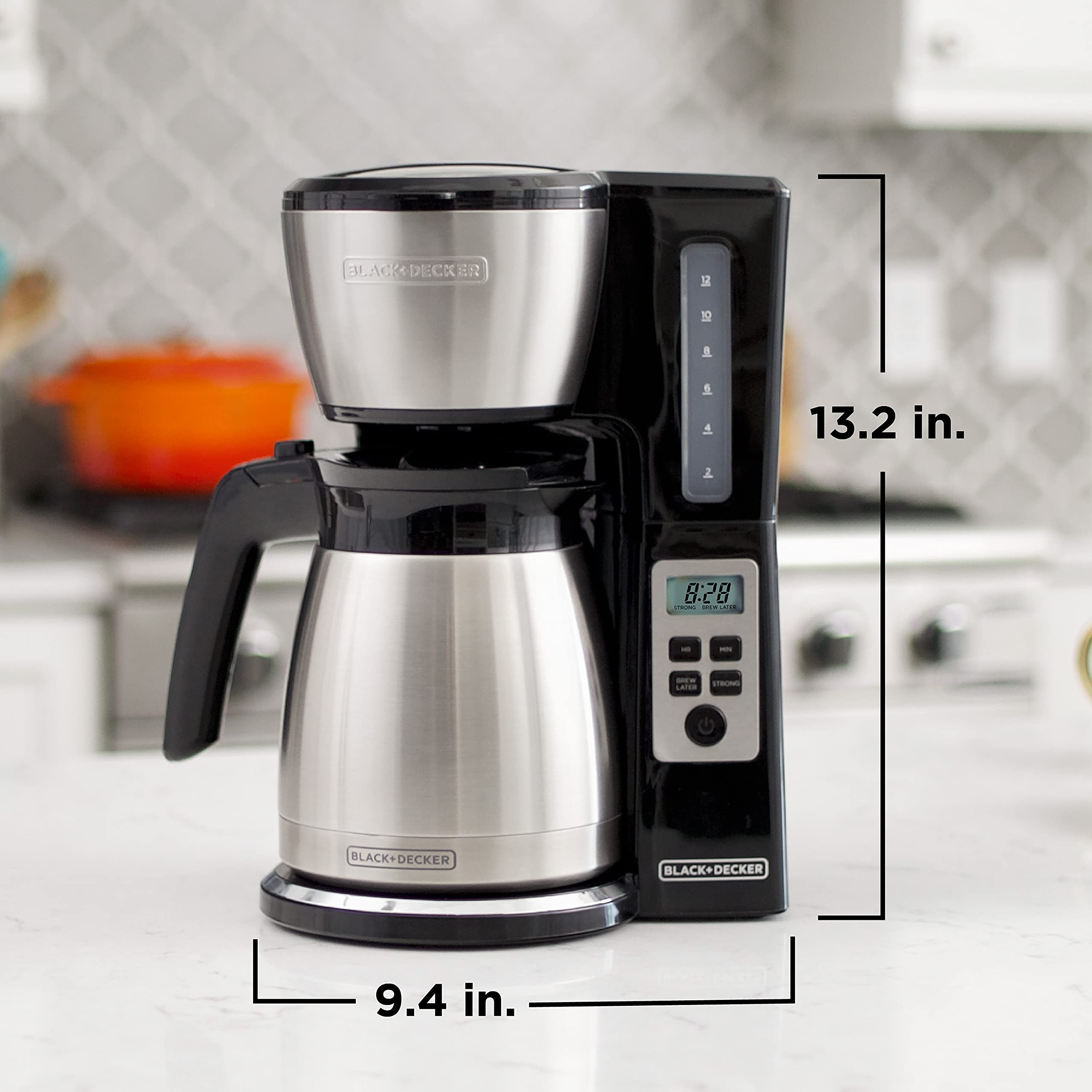 BLACK and DECKER 12 Cup Thermal Programmable Coffee Maker with Brew Strength and VORTEX Technology