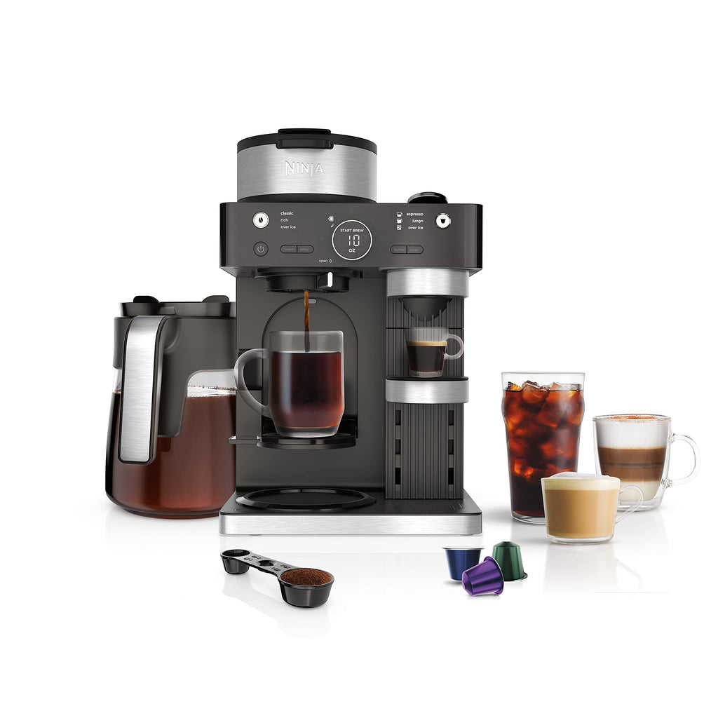Ninja Espresso & Coffee Maker & Barista System, 3 Espresso Brew Styles, Single-Serve Coffee & Nespresso Capsule Compatible, Built-in Frother, Espresso, Cappuccino & Latte Maker