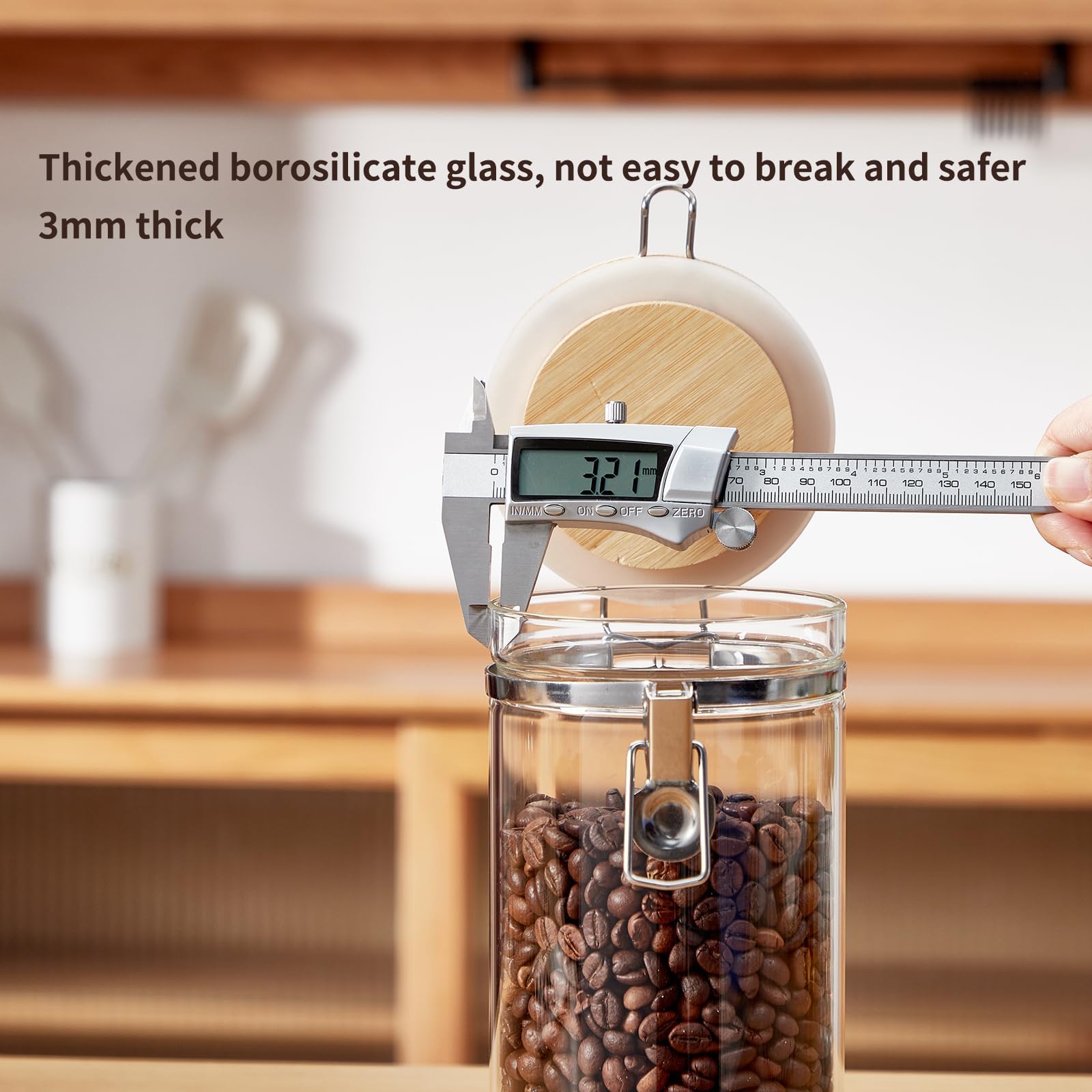 Coffee Canister Set with Shelf, 2 x 50oz Coffee Bean Canister Storage Station Organizer with Airtight Lid