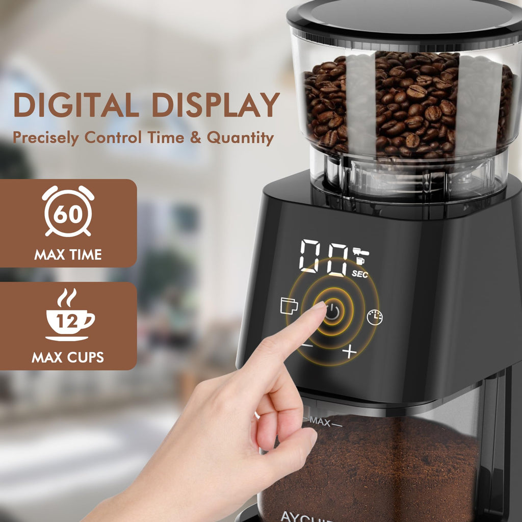 Burr Coffee Grinder Electric, Adjustable Burr Mill with 30 Grinding Settings