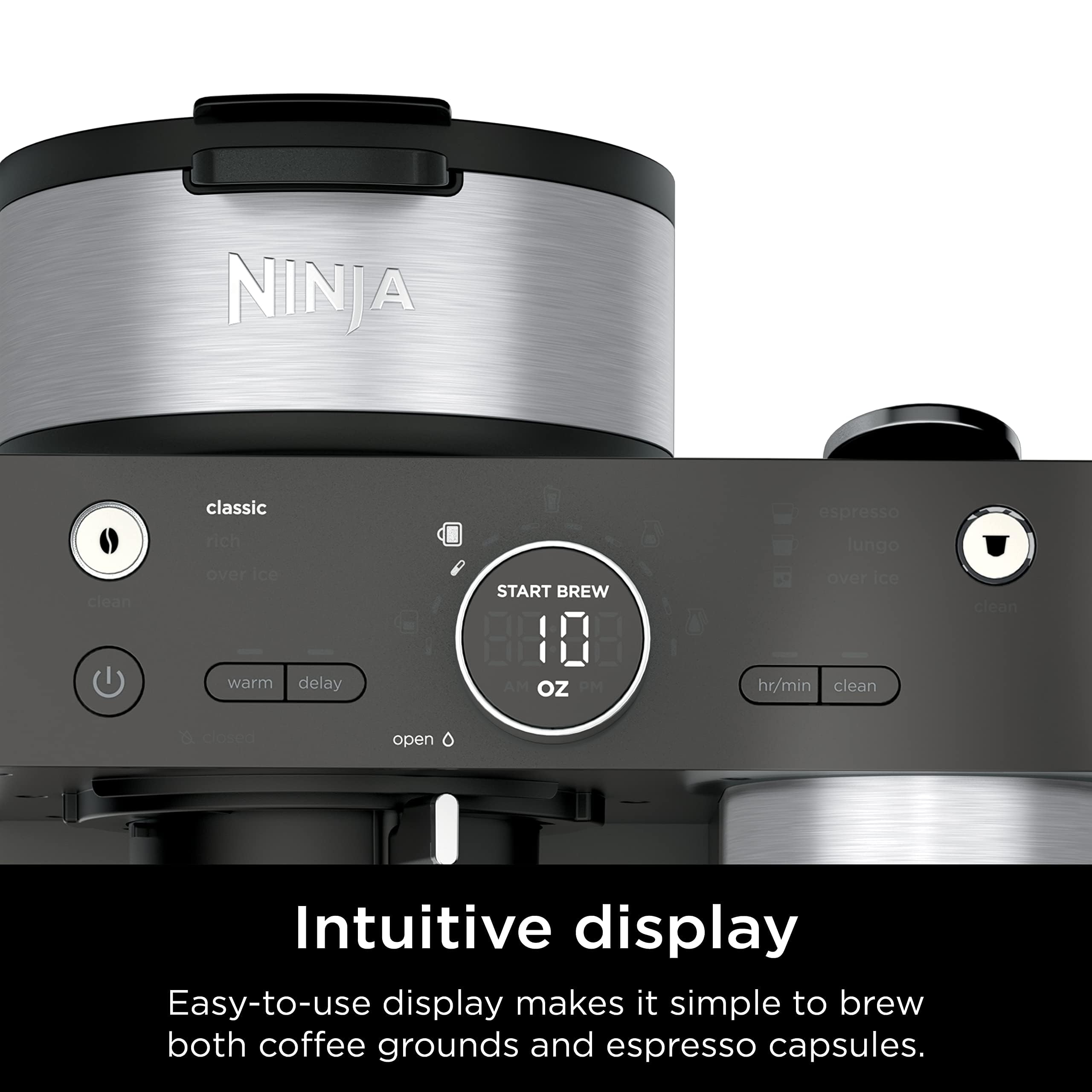 Ninja Espresso & Coffee Maker & Barista System, 3 Espresso Brew Styles, Single-Serve Coffee & Nespresso Capsule Compatible, Built-in Frother, Espresso, Cappuccino & Latte Maker