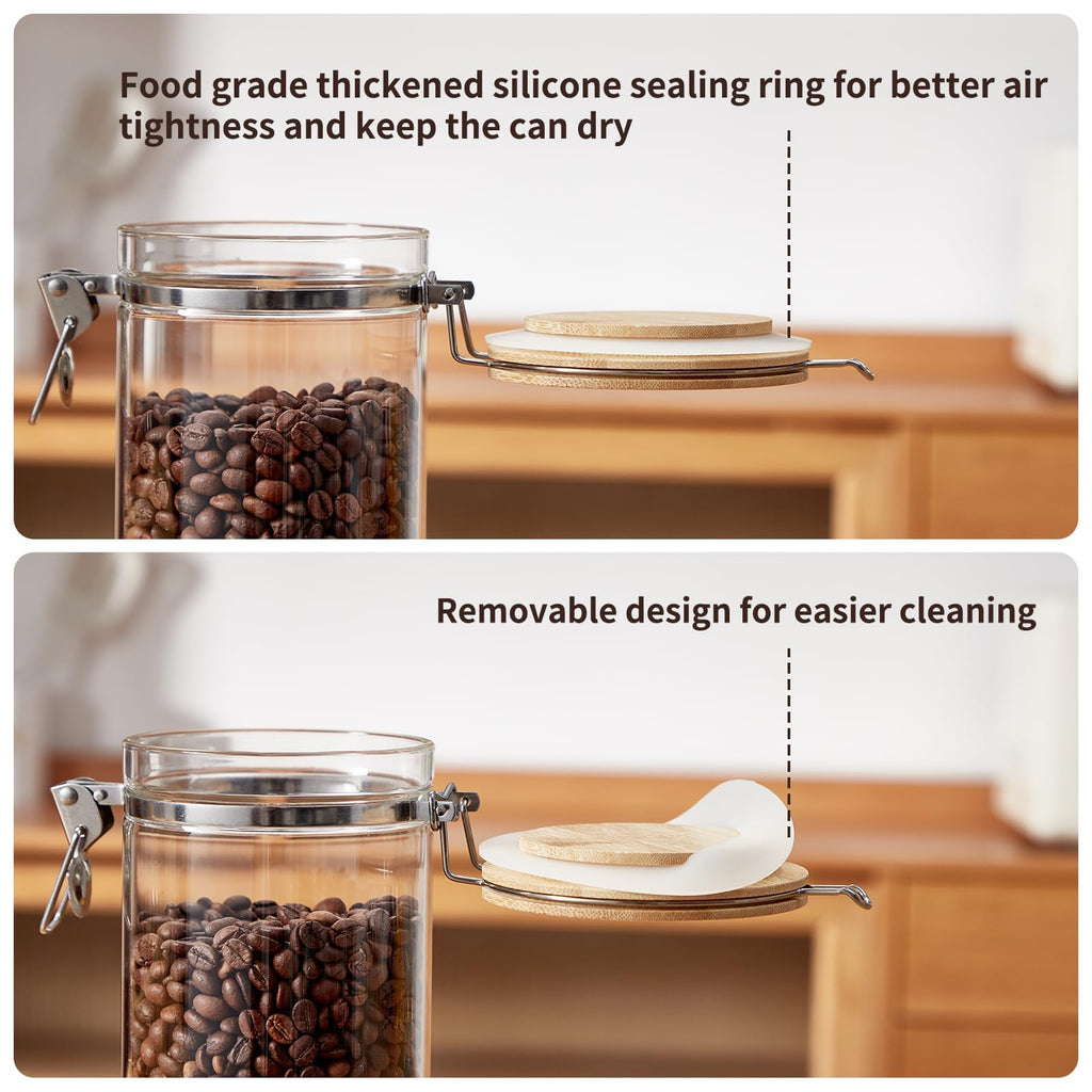 Coffee Canister Set with Shelf, 2 x 50oz Coffee Bean Canister Storage Station Organizer with Airtight Lid