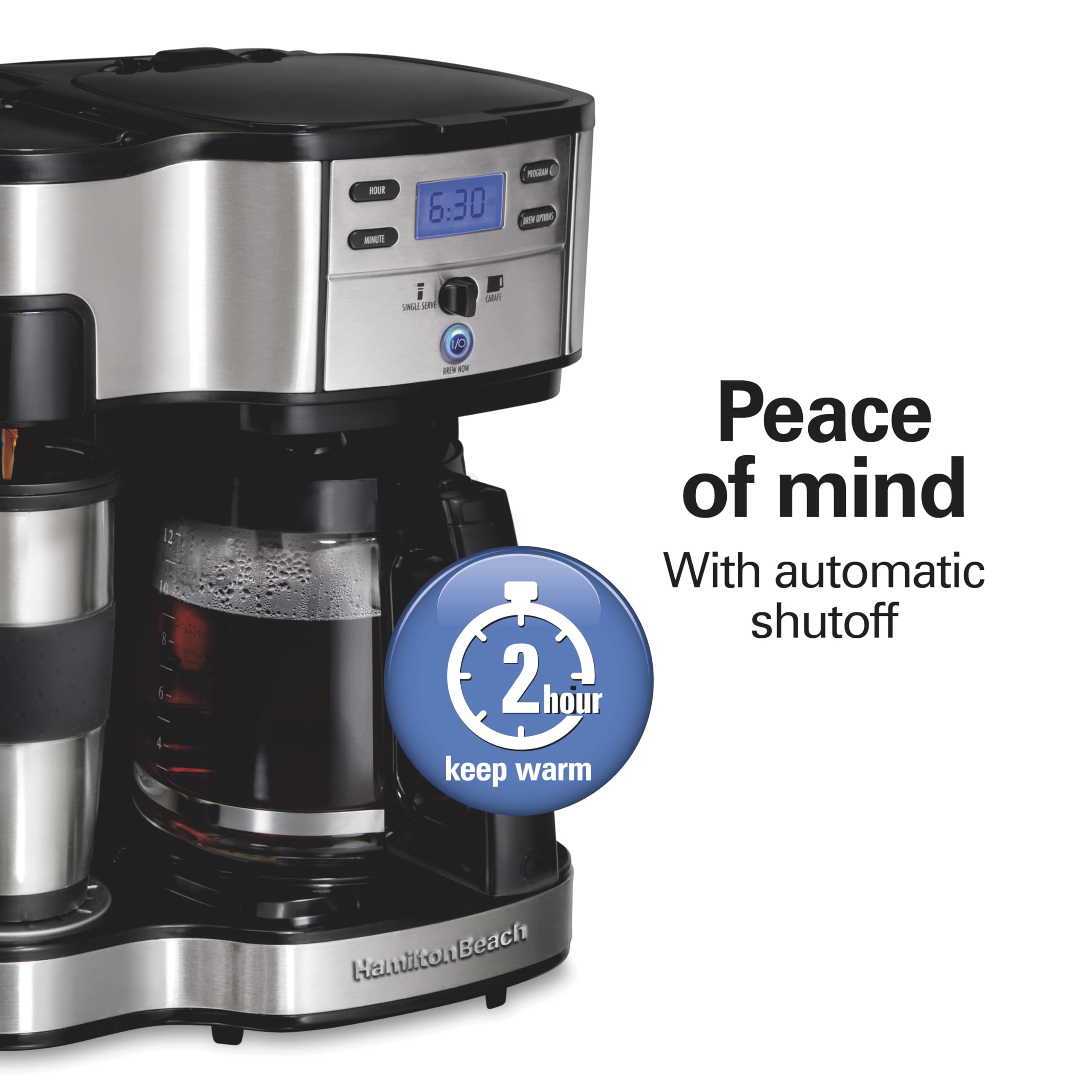 Hamilton Beach 2-Way Programmable Coffee Maker, 12 Cup Glass Carafe And Single Serve Coffee Maker