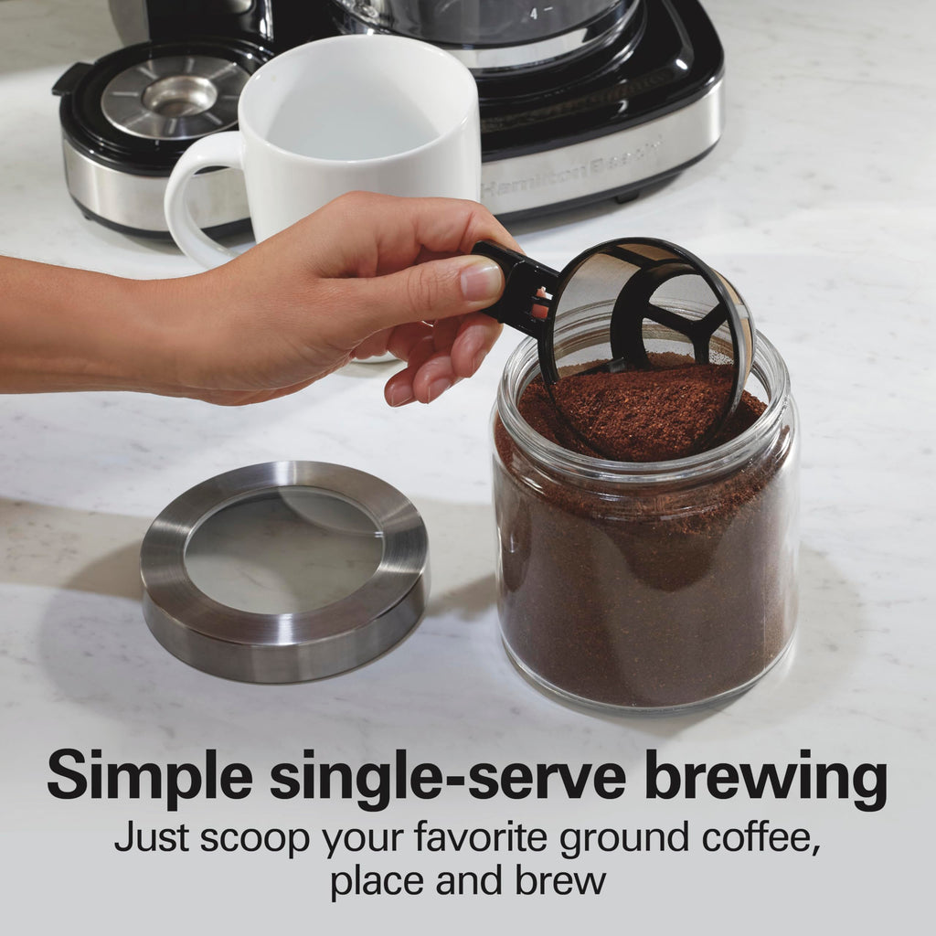Hamilton Beach 2-Way Programmable Coffee Maker, 12 Cup Glass Carafe And Single Serve Coffee Maker