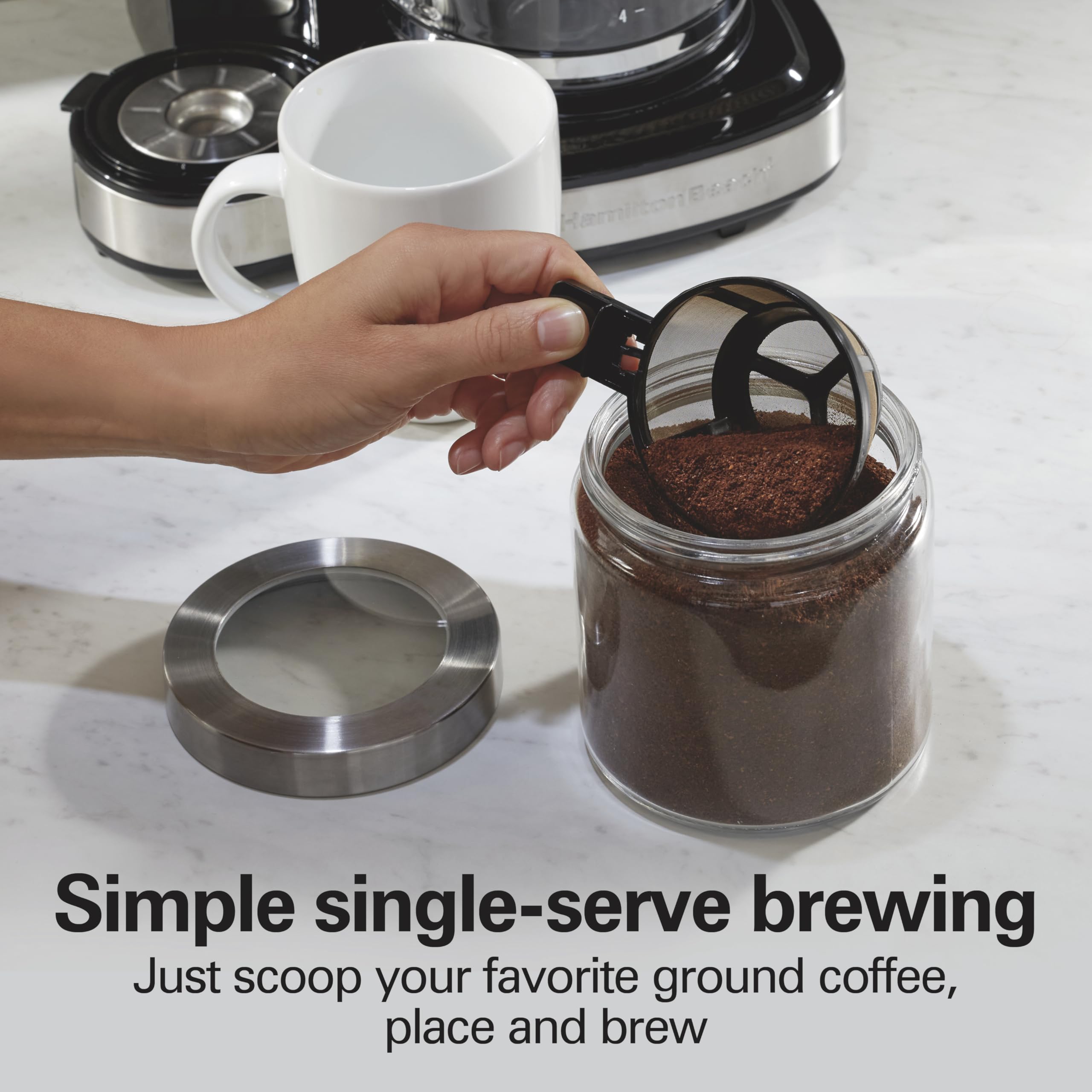 Hamilton Beach 2-Way Programmable Coffee Maker, 12 Cup Glass Carafe And Single Serve Coffee Maker