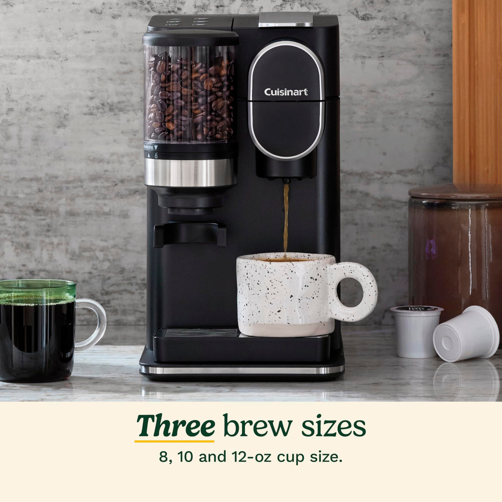 Cuisinart Single-Serve Coffee Maker + Coffee Grinder with 8, 10, and 12 oz. Serving Size, Compatible with Single-Cup Pods