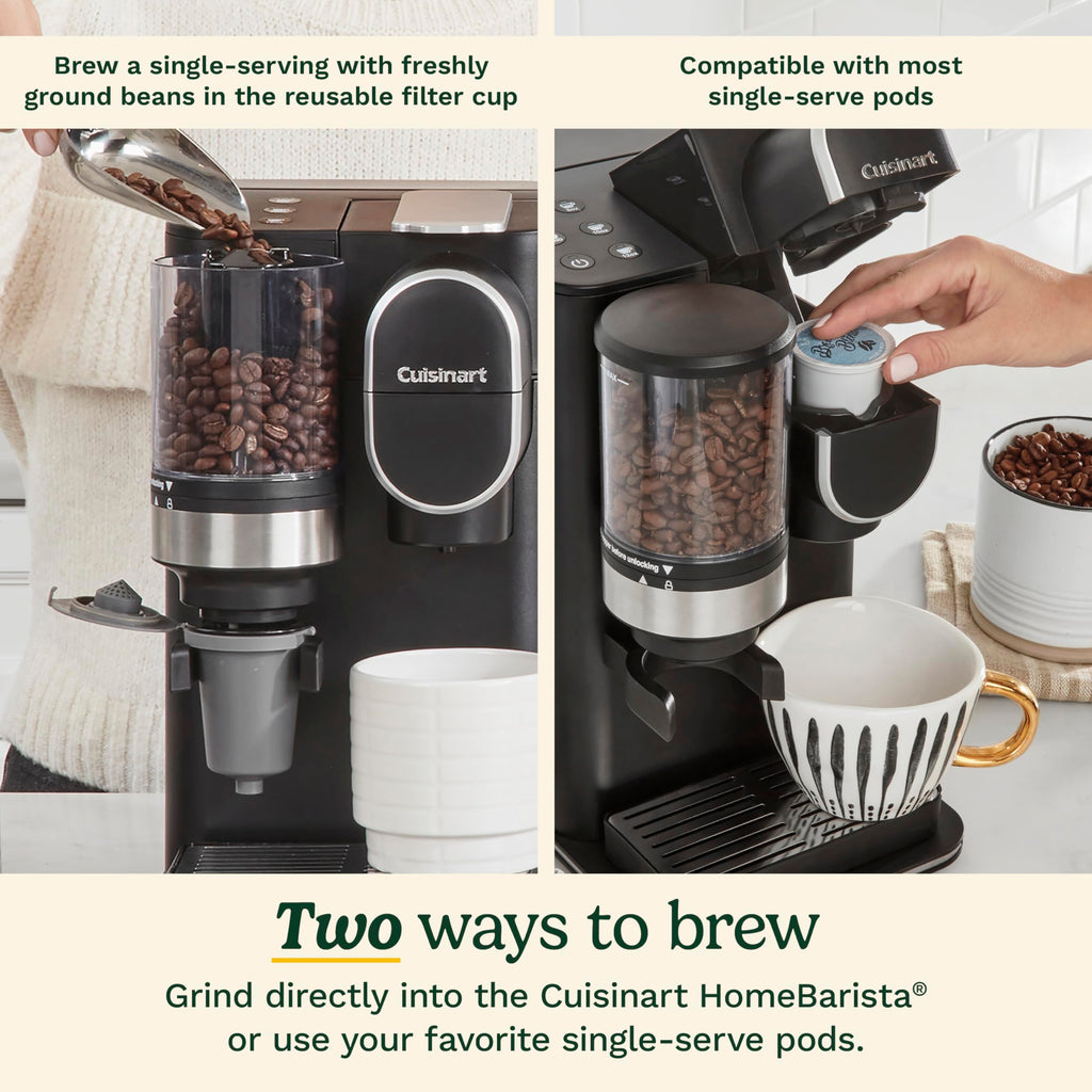 Cuisinart Single-Serve Coffee Maker + Coffee Grinder with 8, 10, and 12 oz. Serving Size, Compatible with Single-Cup Pods