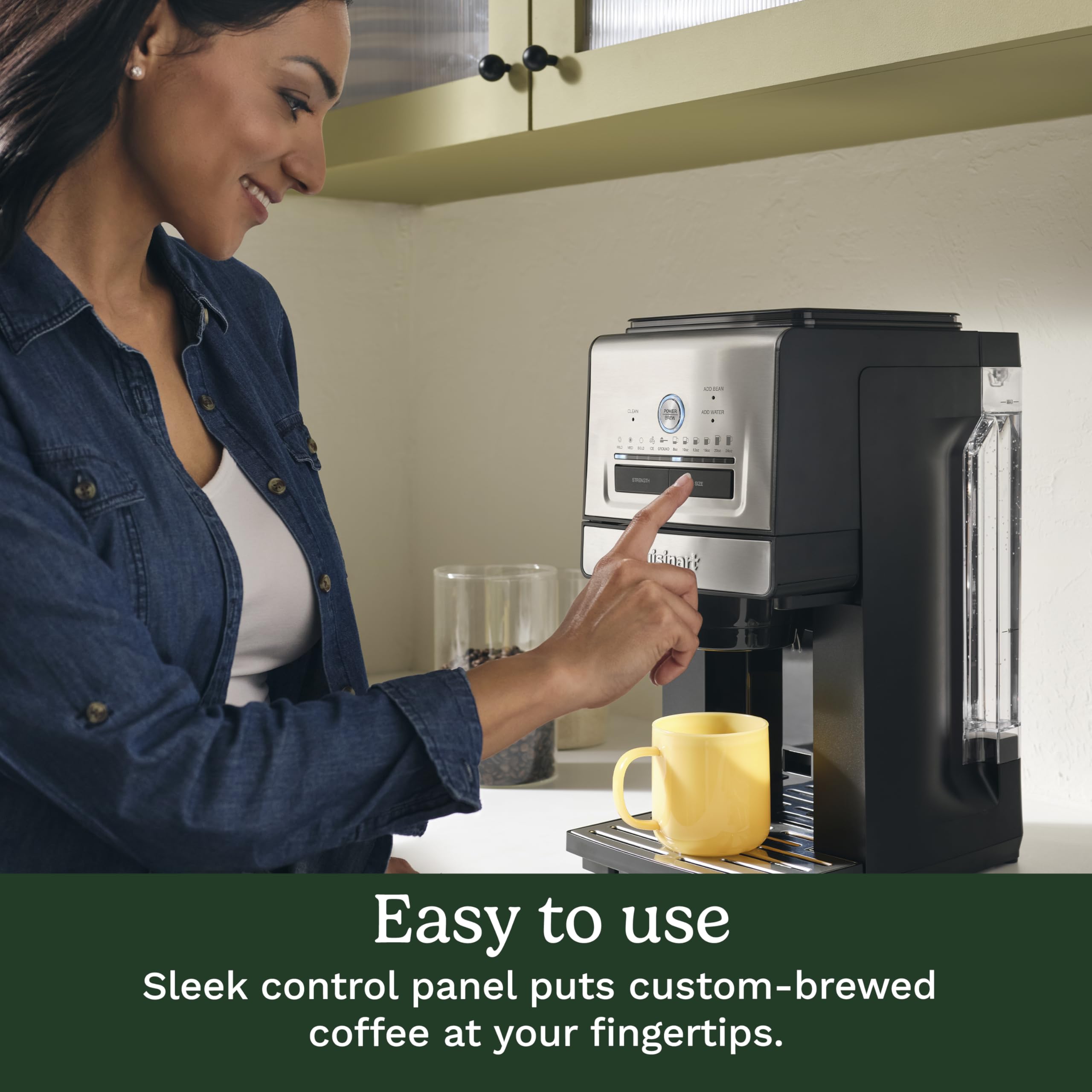 Cuisinart Coffee Maker, Custom Grind and Brew Single Cup Coffee Maker, 6 Cup Sizes, Built-in Stainless Steel Burr Mill, Adjustable Strength, Grind Control and Over Ice Feature