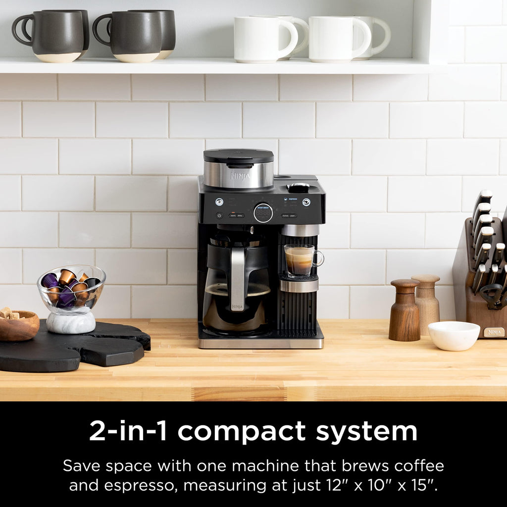 Ninja Espresso & Coffee Maker & Barista System, 3 Espresso Brew Styles, Single-Serve Coffee & Nespresso Capsule Compatible, Built-in Frother, Espresso, Cappuccino & Latte Maker