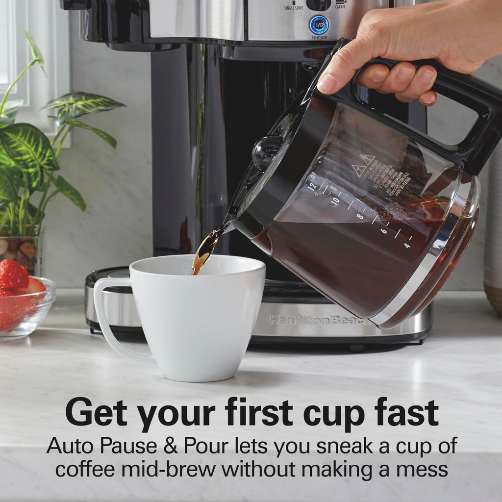 Hamilton Beach 2-Way Programmable Coffee Maker, 12 Cup Glass Carafe And Single Serve Coffee Maker