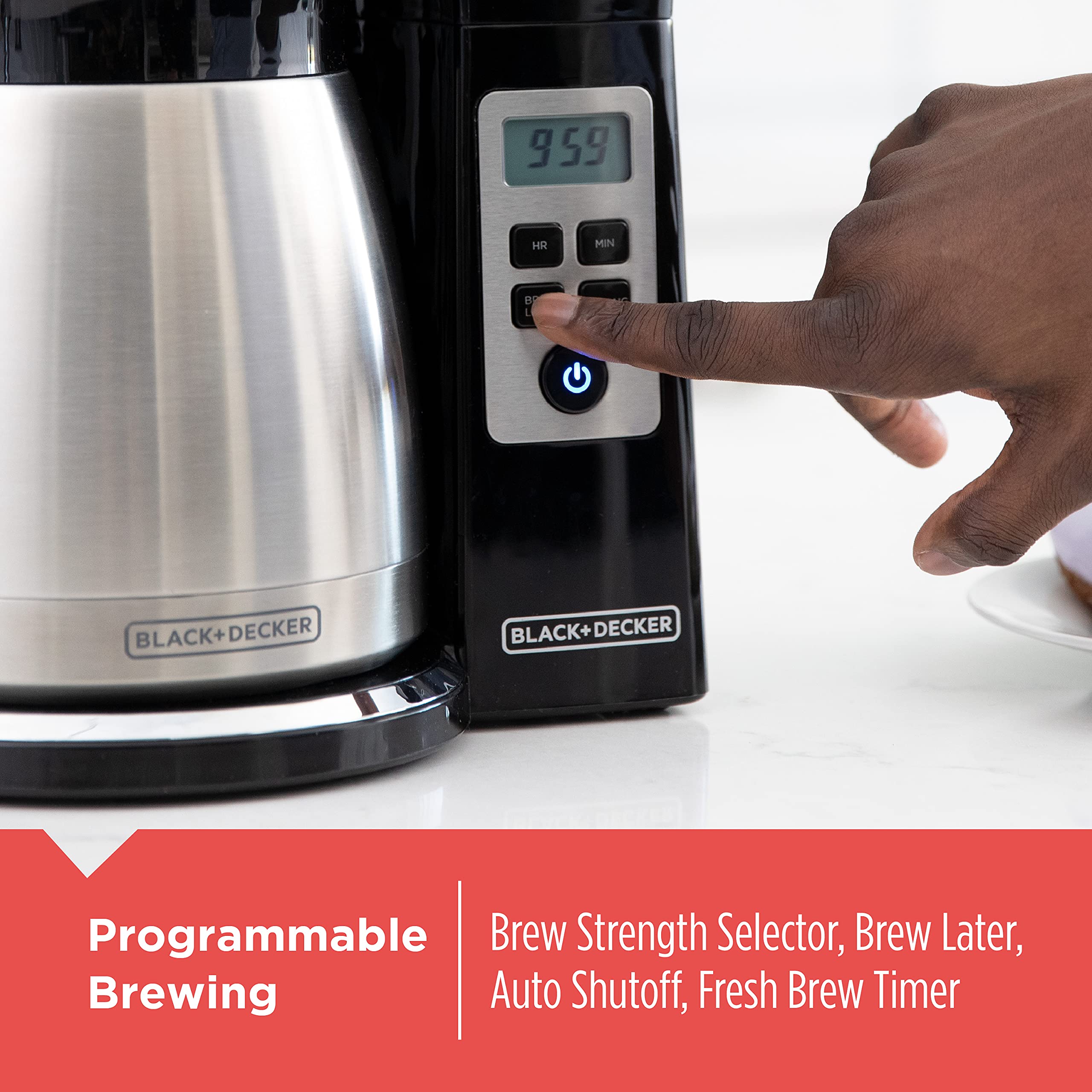 BLACK and DECKER 12 Cup Thermal Programmable Coffee Maker with Brew Strength and VORTEX Technology