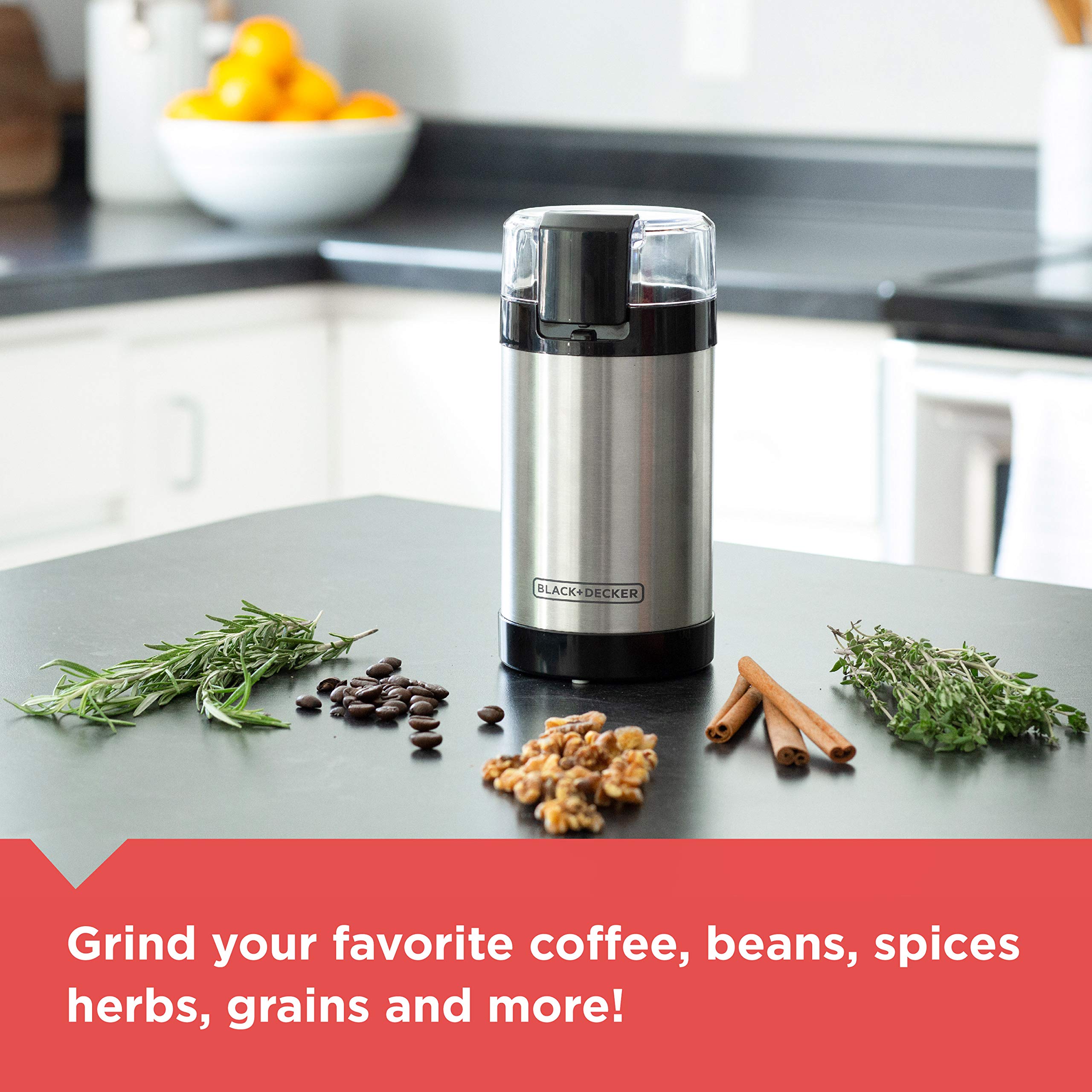 BLACK+DECKER One Touch Coffee Grinder, 2/3 Cup Coffee Bean Capacity